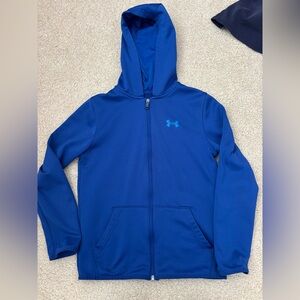 Boys blue full zip hoodie under armour youth medium athletic
